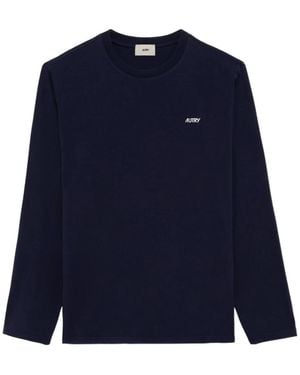Autry Long Sleeved Logo Embroidered T-Shirt - Blue