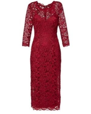 Carolina Herrera Lace Midi Dress - Red