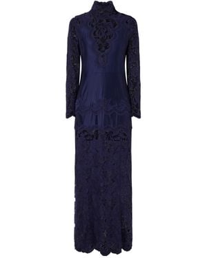 Rabanne Long-Sleeved Lace Maxi Dress - Blue