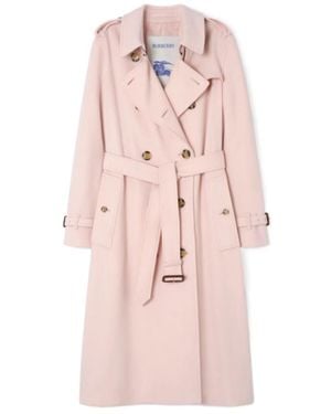 Burberry Long Cashmere Kensington Trench Coat - Pink
