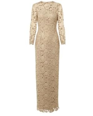 Oscar de la Renta Floral Lace Gown - Natural