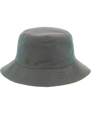 Burberry Logo Embroidered Checked Reversible Bucket Hat - Gray