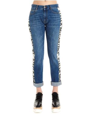 Stella McCartney Logo-Stripe Cropped Jeans - Blue