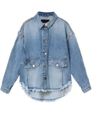 AllSaints Studded-Embellished Oversized Shirt - Blue