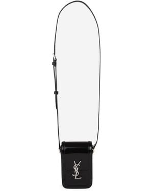 Saint Laurent Logo Plaque Foldover Top Shoulder Bag - White