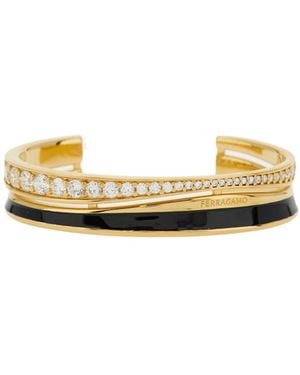 Ferragamo Ferragamo Logo Engraved Embellished Bangle - Metallic