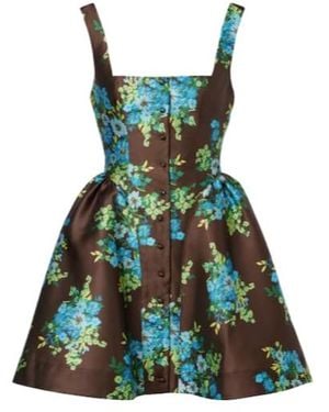 ALÉMAIS Floral Peplum Satin Minidress - Green