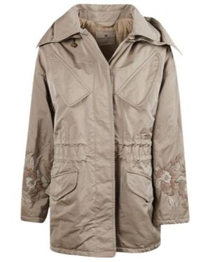 Ermanno Scervino Embroidered Hooded Parka - Brown