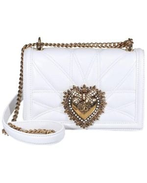 Dolce & Gabbana Devotion Logo Plaque Shoulder Bag - White