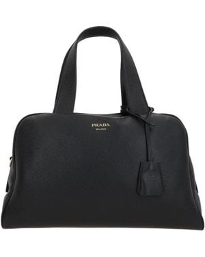 Prada Logo-Printed Zipped Tote Bag - Black