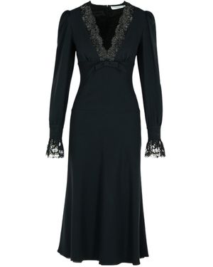 Alessandra Rich V-Neck Midi Dress - Black