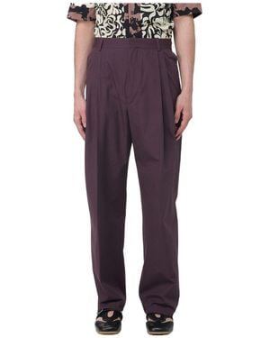 Dries Van Noten Casual Trousers With Belt Loops - Purple