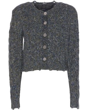Pinko Cable Knit Short Moulin Cardigan - Gray