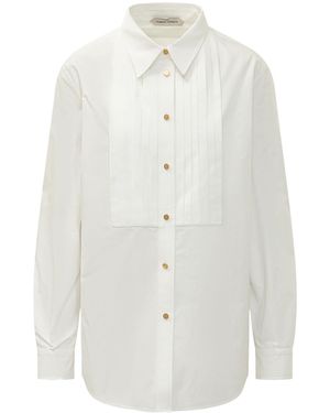 Alberta Ferretti Pleated Bib Front Blouse - White