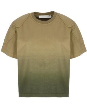 Dion Lee Sunfade-Effect Shoulder-Pad T-Shirt - Green