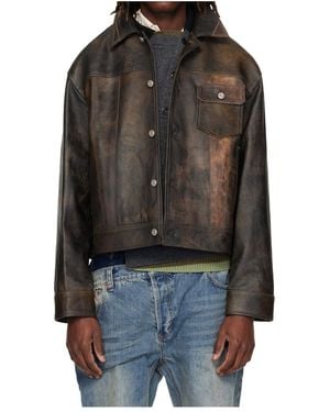ANDERSSON BELL Patchwork Truck Driver Leather Jacket - Black