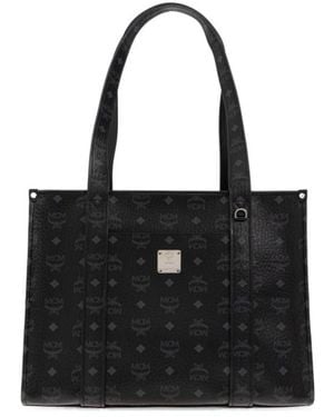 MCM Aren Monogram Large Tote Bag - Black