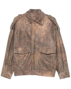 Giorgio Brato Long-Sleeve Leather Jacket - Brown