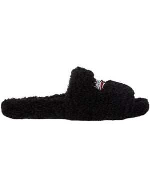 Balenciaga Furry Slide Sandals - Black