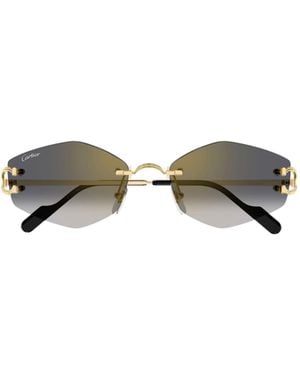 Cartier Rimless Irregular Sunglasses - Black