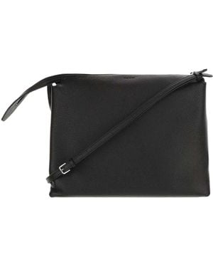 The Row Leather Shoulder Bag - Black