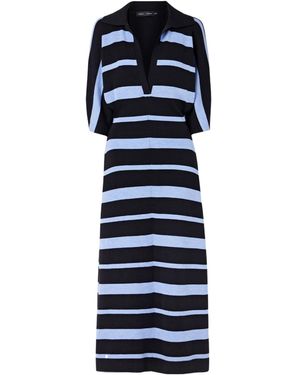 Proenza Schouler Solana Striped Wool And Silk-Blend Midi Dress - Blue