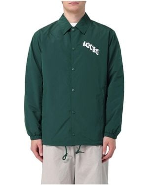 Autry Logo-Printed Textured Coach Jacket - Green