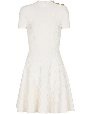 Balmain Geometric Jacquard Mini Dress - White