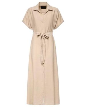 Dondup Belted Shirt Dress - Natural
