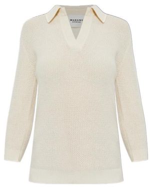 Isabel Marant Collared Long-Sleeved Knit Jumper - White