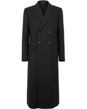Tom Ford Double-Breasted Long Wool Coat - Black