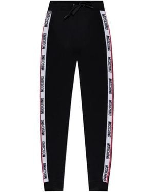 Moschino Logo Stripes Drawstring Trousers - Black