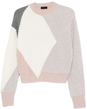 Liu Jo Geometric-Pattern Wool Sweater - White