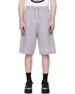 Balmain Reflective Logo Bermuda Shorts - Grey