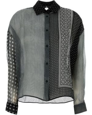 Ermanno Scervino Sheer Printed Crepe Shirt - Black