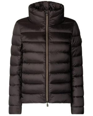Save The Duck Stand Collar Quilted Cotton-Padded Jacket - Black