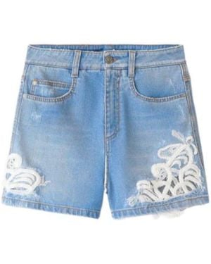 Ermanno Scervino Vintage Denim Shorts With Broken Details - Blue