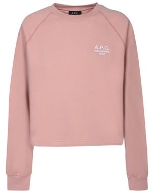 A.P.C. Logo Embroidered Crewneck Sweatshirt - Pink