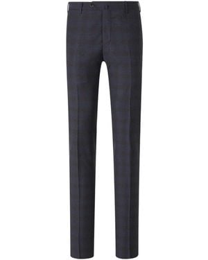 Pt Pantaloni Wool Plaid Trousers - Blue