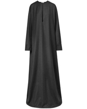 The Row Dark Logo Large Silhouette Wool Extra-Long Dress - Black