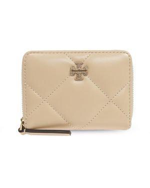 Tory Burch Logo-Plaque Wallet - Natural