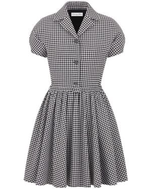 Dior Flared Dress With Puff Sleeves - Grey