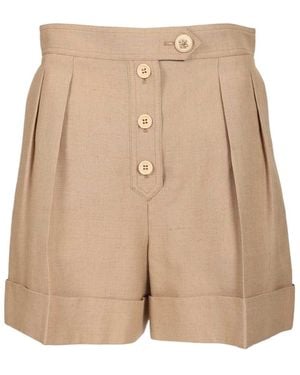 Valentino Pleated Tailored Shorts - Natural