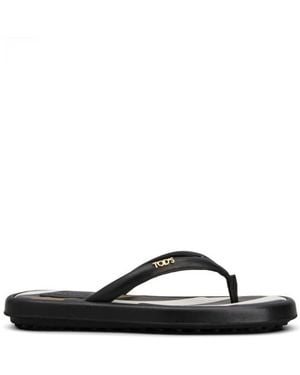 Tod's Striped Flip-Flops Slides - Black