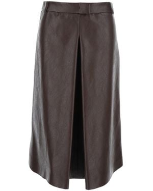 MSGM Rear Zipped Pleated Skirt - Gray