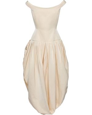 Magda Butrym Off-Shoulder Bubble-Skirt Draped Dress - White