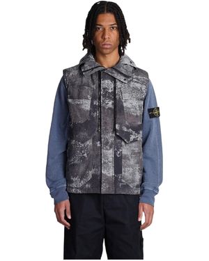 Stone Island Camouflage Printed Sleeveless Gilet - Blue