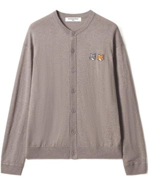 Maison Kitsuné Double Fox Head Cardigan - Brown