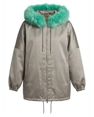 Gucci Shearling Trim Hooded Jacket - Grey