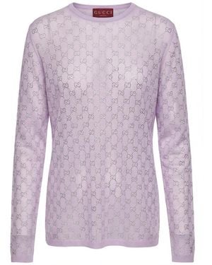 Gucci Monogrammed Embellished Sweater - Pink